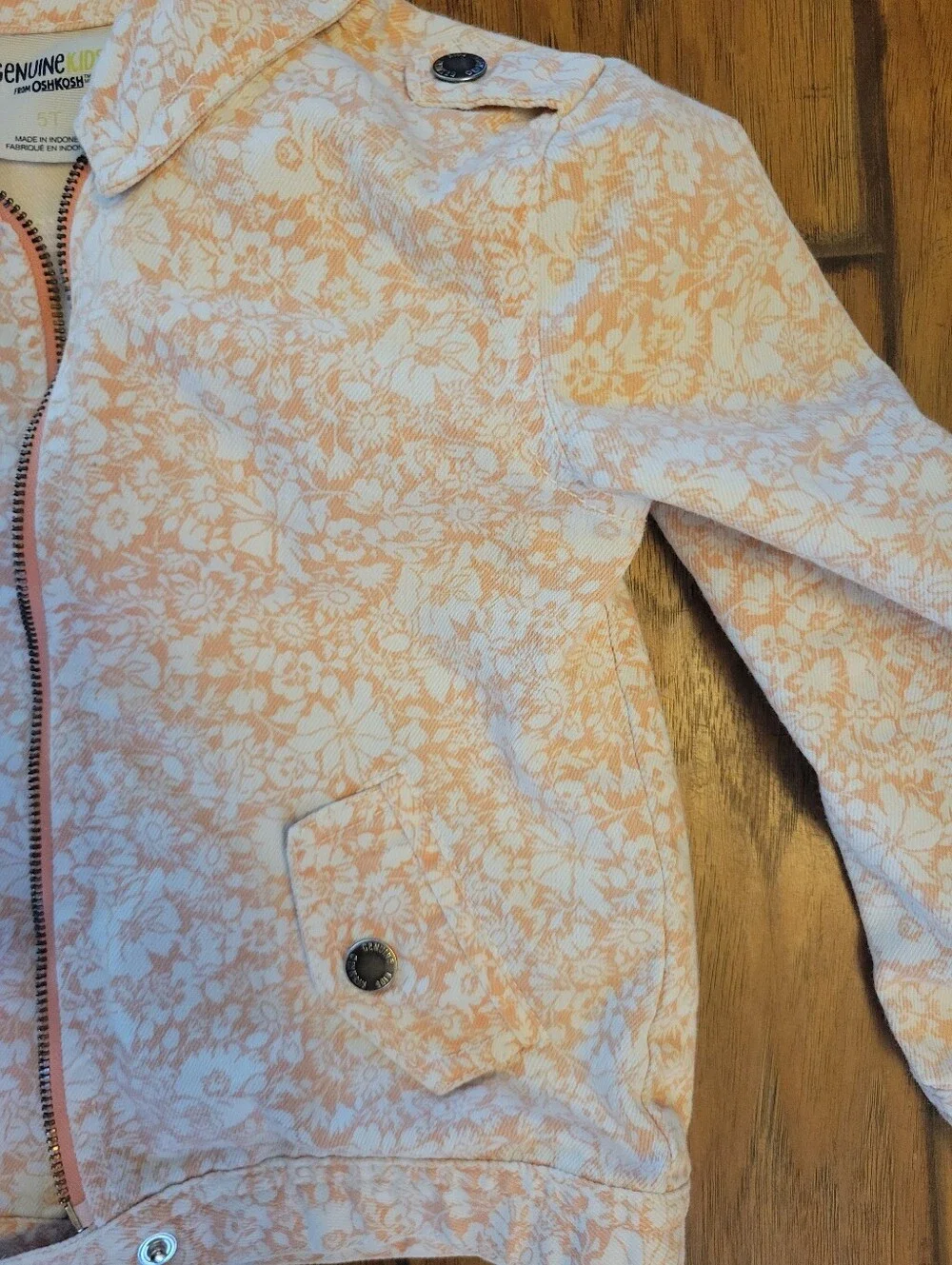 Kids Floral Print Peach Jacket - Unbranded